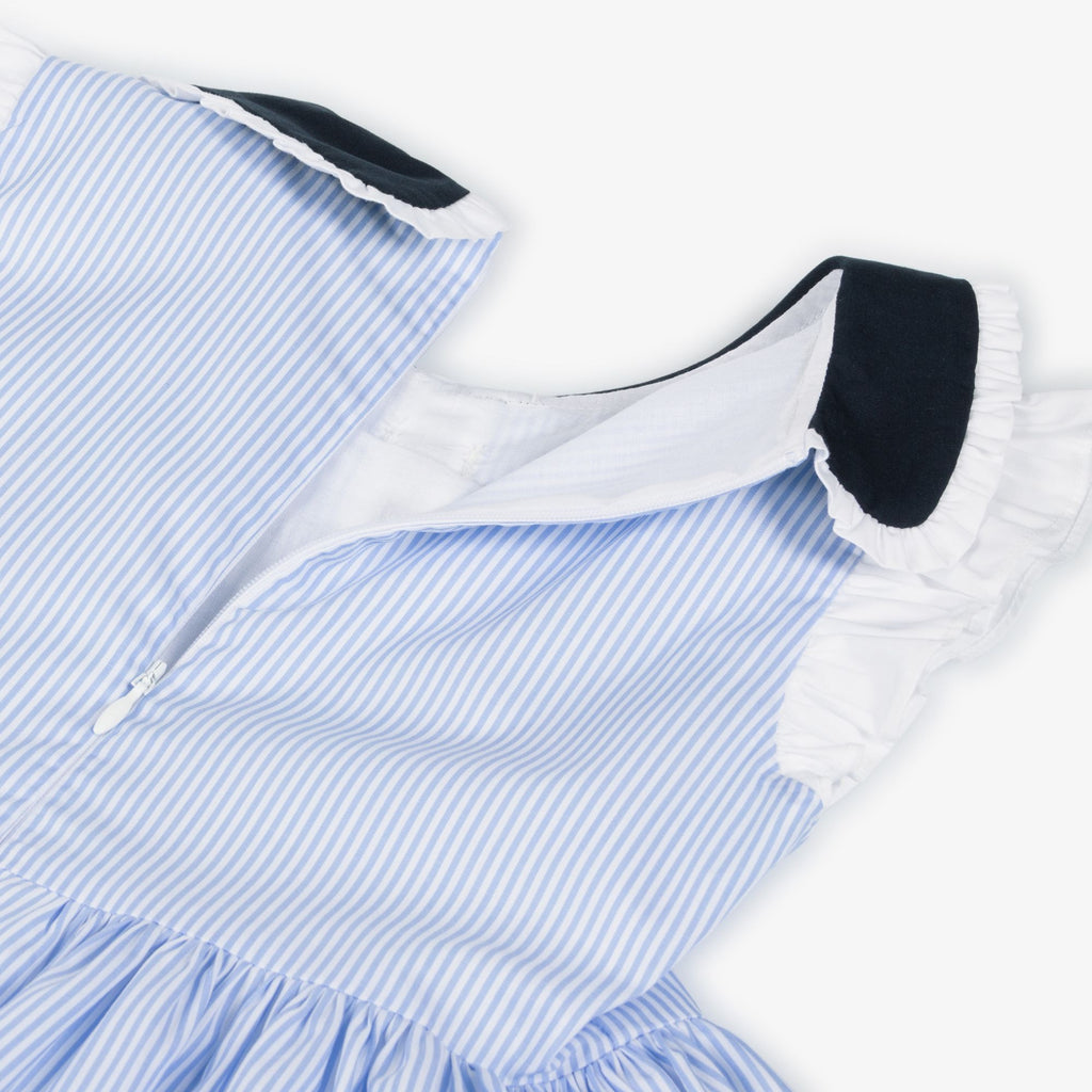 Patachou Girls Blue Stripe Dress With Zip Opening 