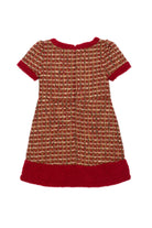     Patachou girls burgundy tweed A-line party dress with contrast trim