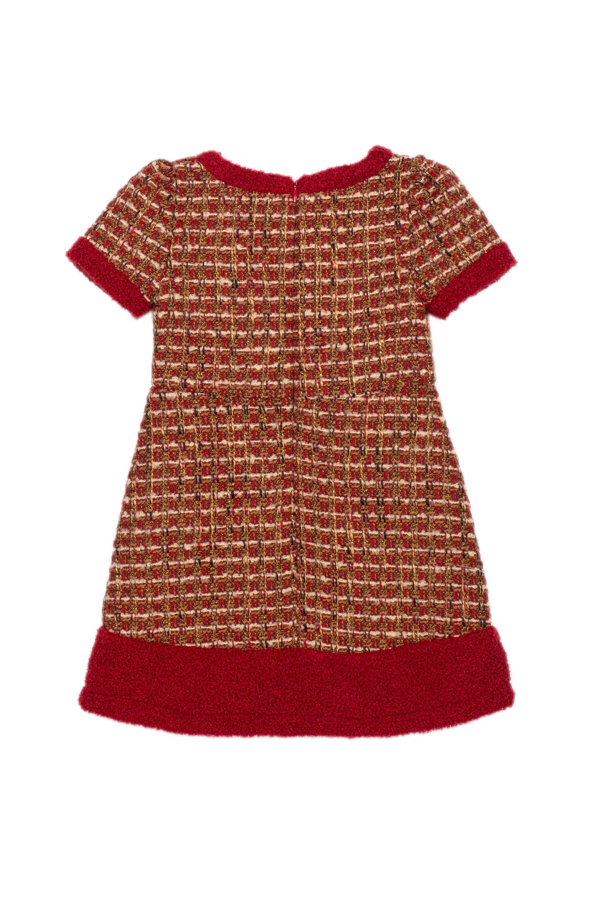     Patachou girls burgundy tweed A-line party dress with contrast trim