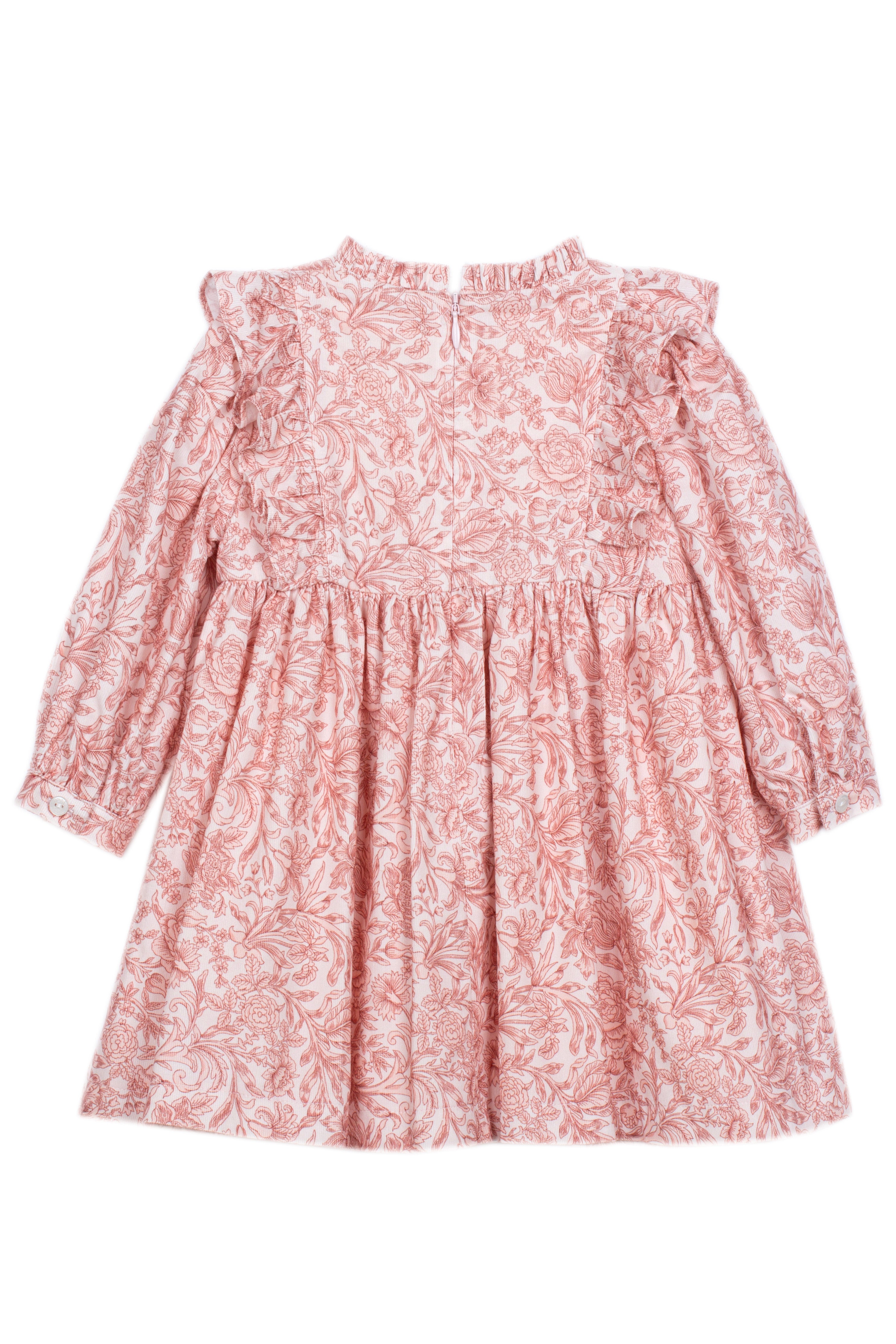 Patachou baby and girls pink floral cotton dress with frill neckline