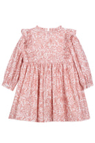 Patachou baby and girls pink floral cotton dress with frill neckline