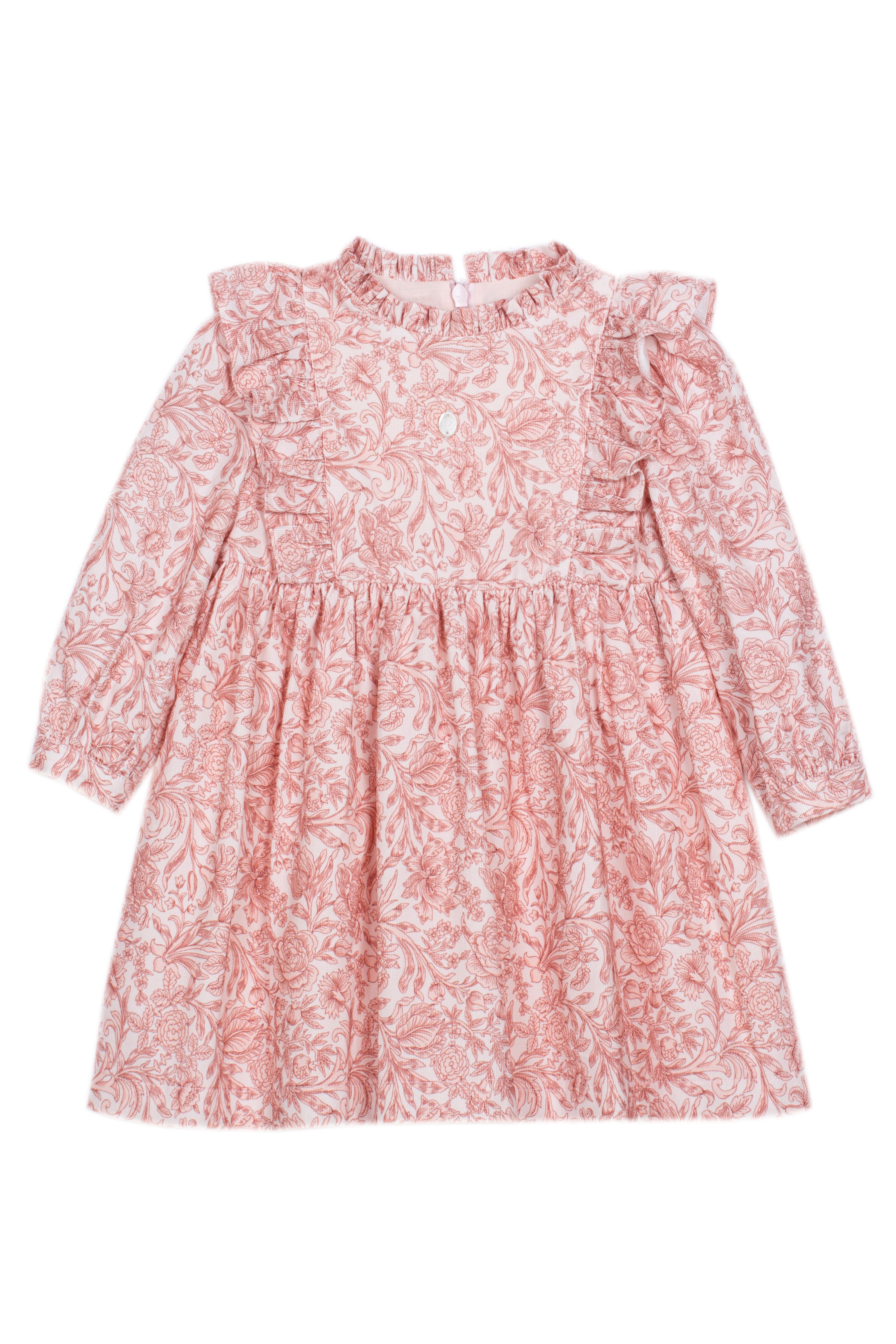  Patachou baby and girls pink Liberty Rose floral cotton dress front view