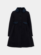 Patachou baby and girls Marine navy wool dress coat front view