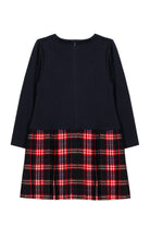 Patachou girls navy and red tartan pleated Christmas dress back view