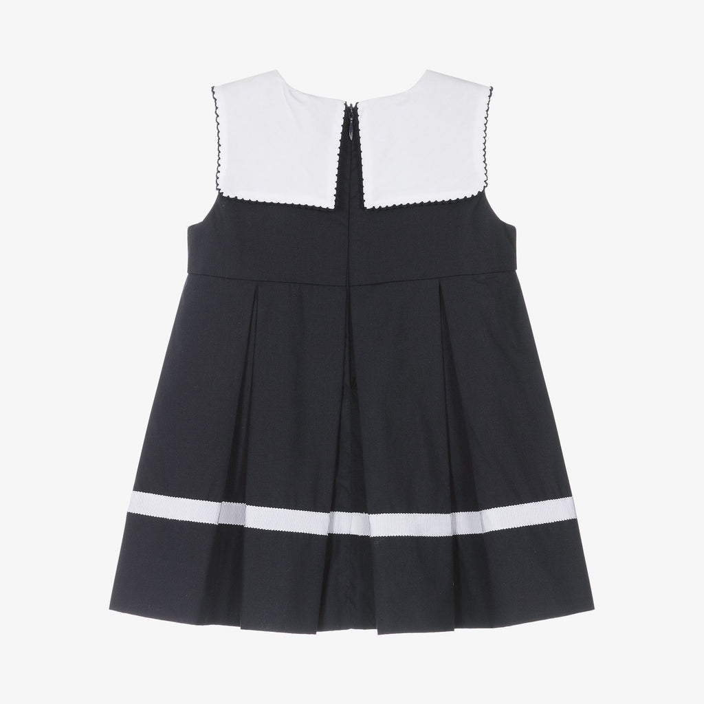 Patachou Girls Navy Cotton Sailor Dress - Back