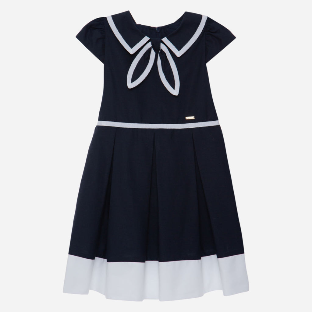 Patachou Navy/White Sleeveless Poplin Dress For Girls