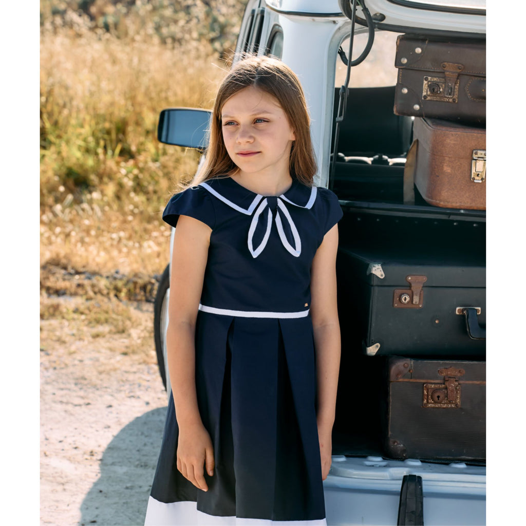 Patachou Girls Navy Poplin Dress