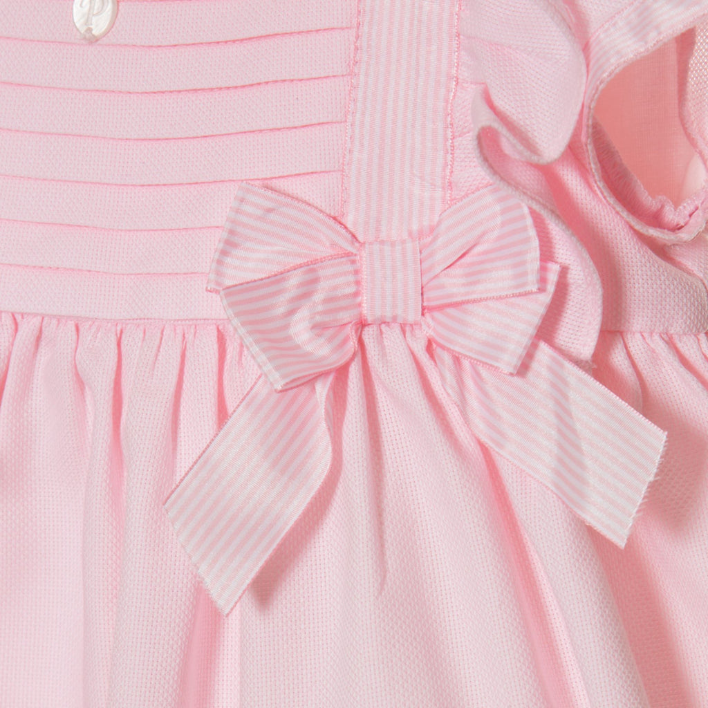 Patachou Girls Pale Pink Frill Dress With Cute Bow