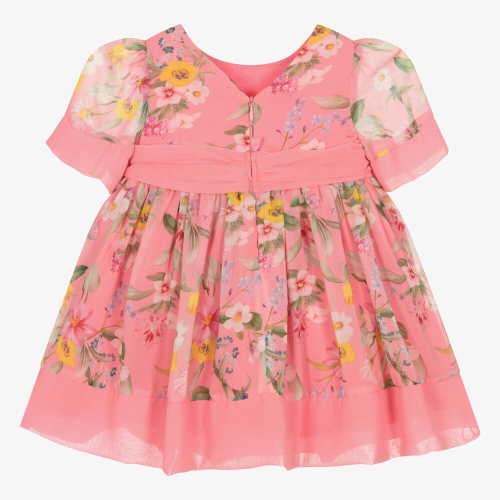 Patachou Girls Pink Floral Occasion Dress From The Back