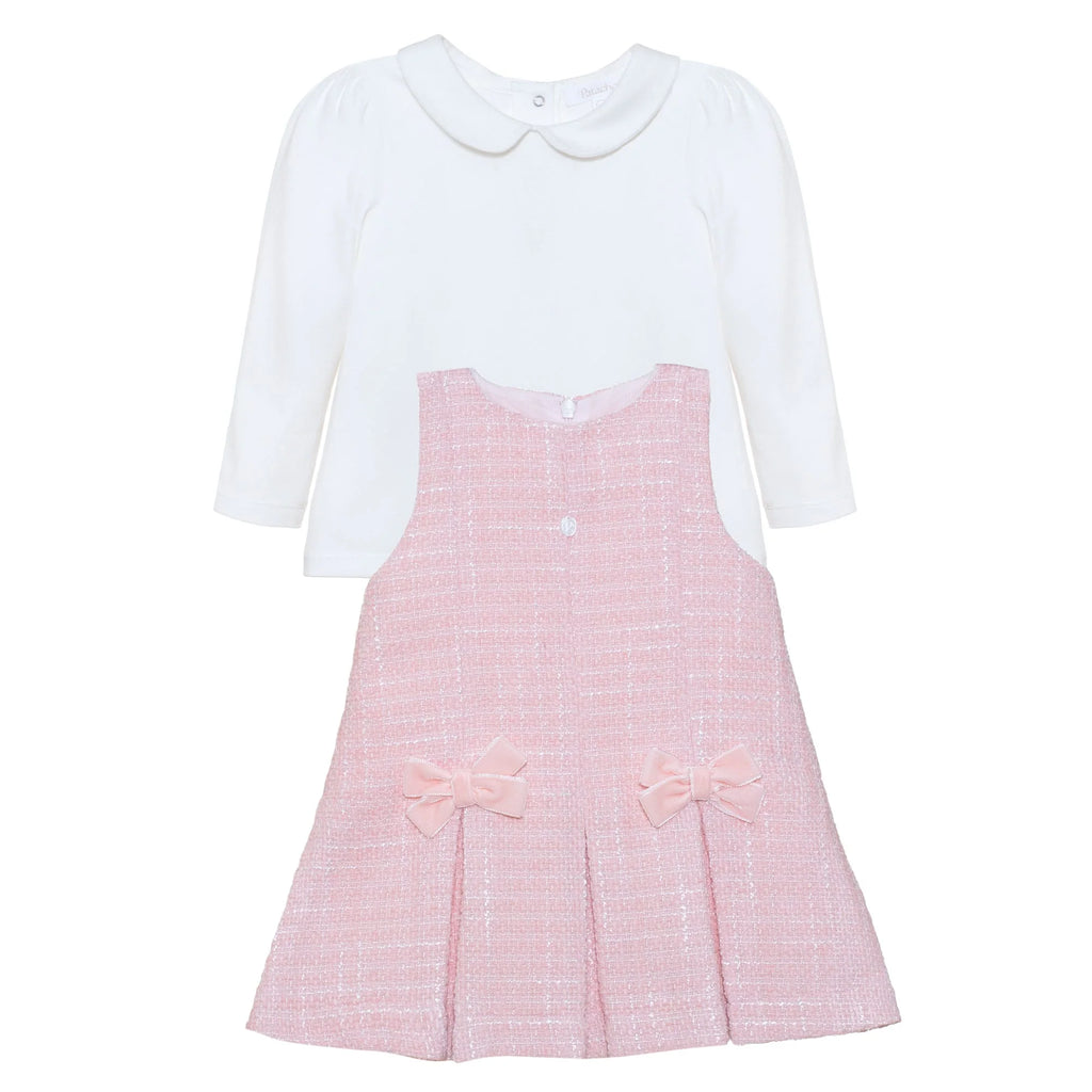 Patachou Girls Pink Tweed Dress & Top Set