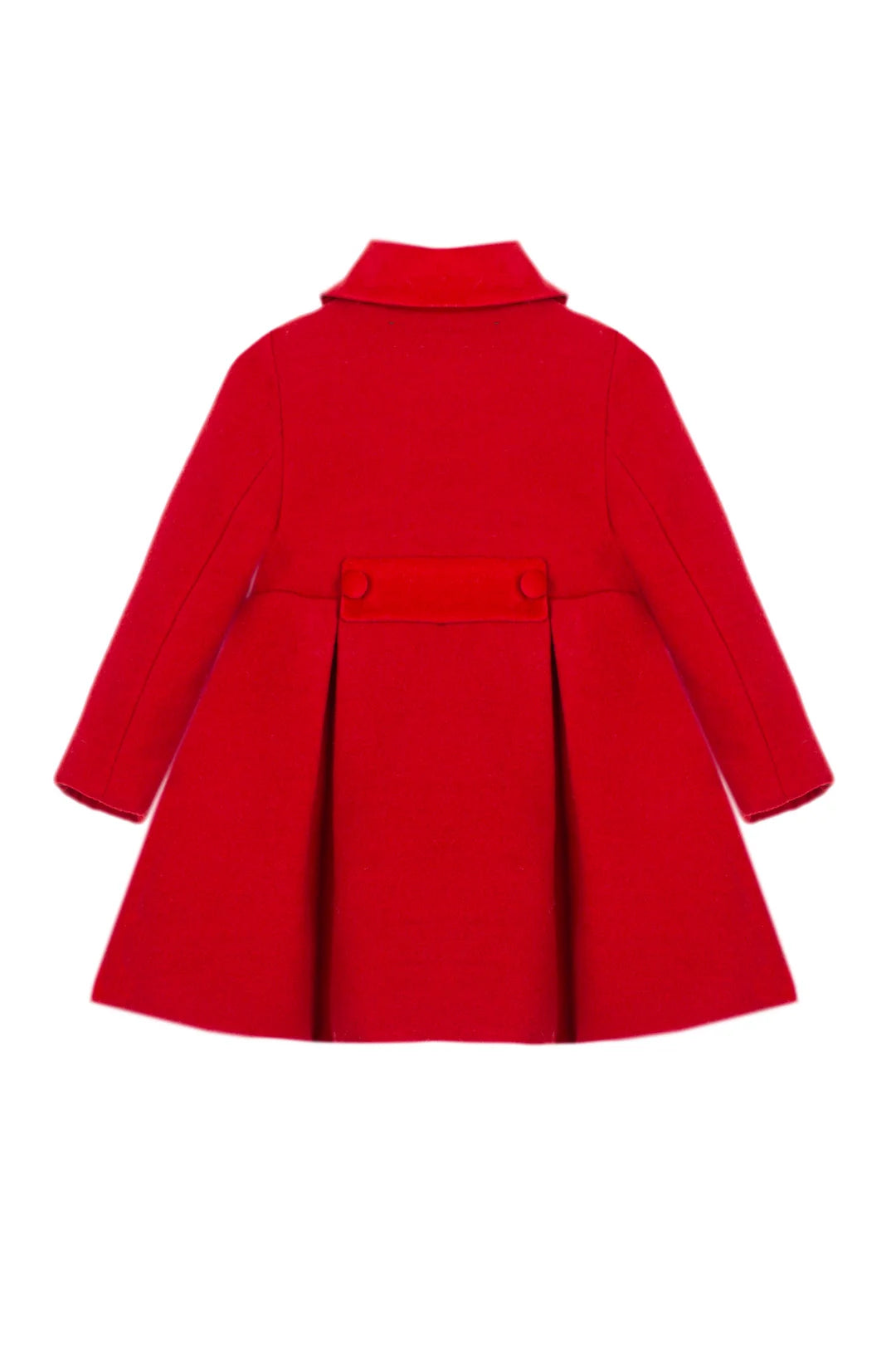 Patachou girls red pleated winter coat back view with tab detail