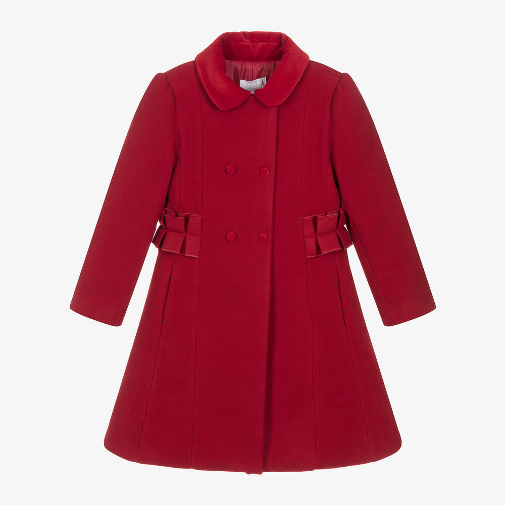 Patachou Girls Red Felt Dress Coat For Christmas