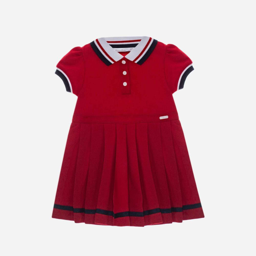 Patachou Smart Red Jersey Piquet Dress For Girls