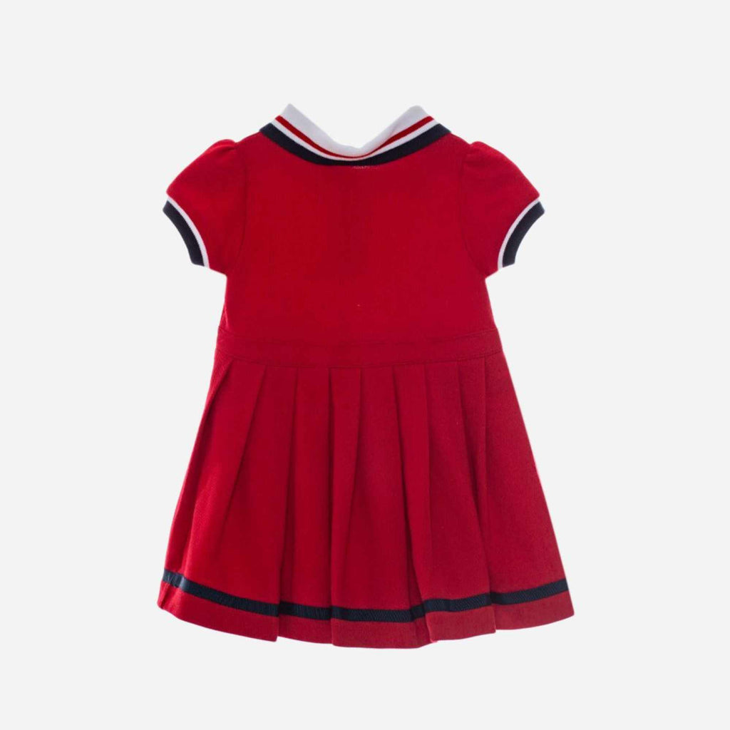Patachou Girls Red Jersey Piquet Dress From Back
