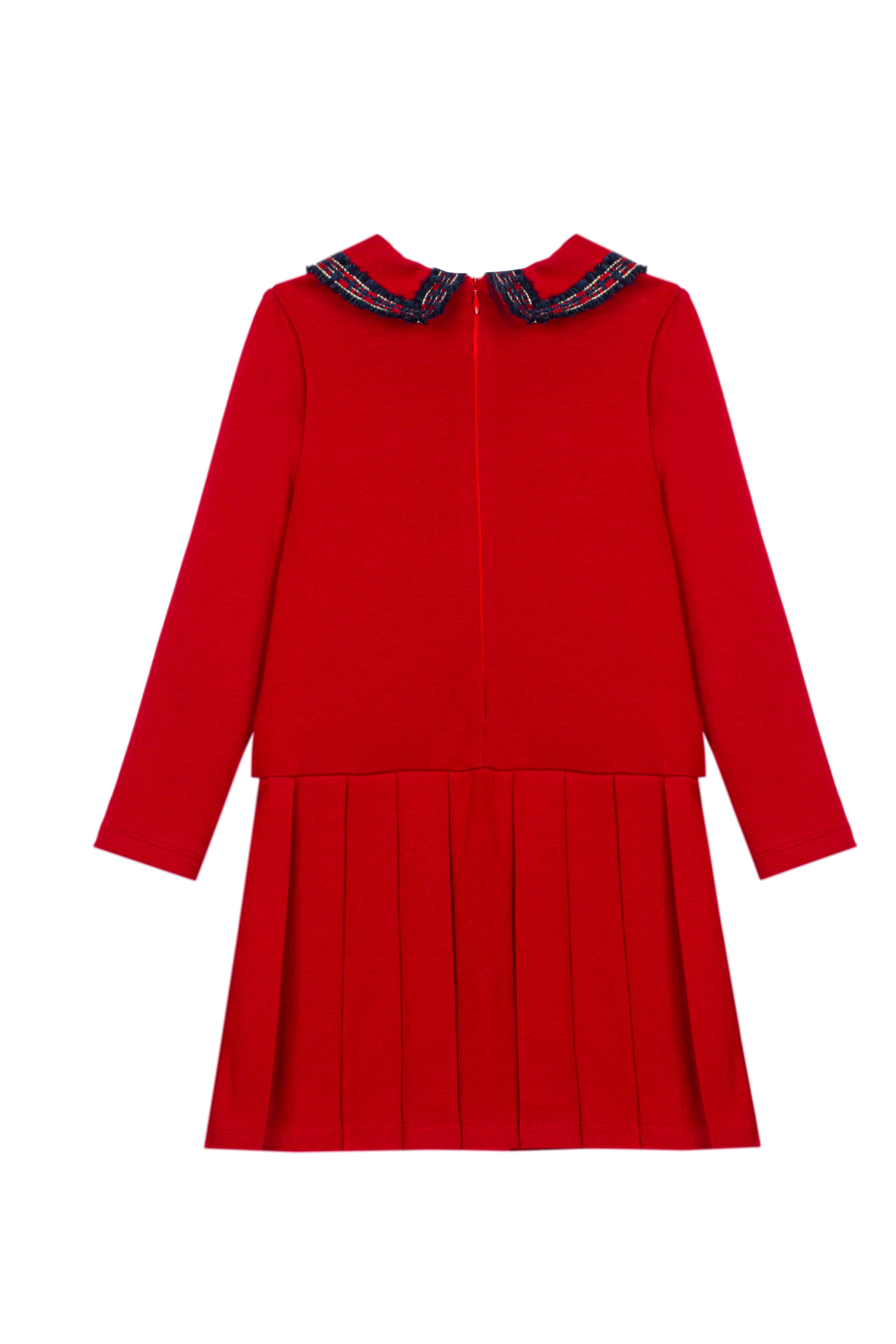 Patachou girls red pleated knit Christmas dress back view