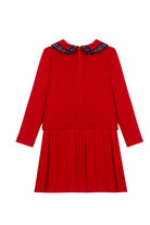 Patachou girls red pleated knit Christmas dress back view
