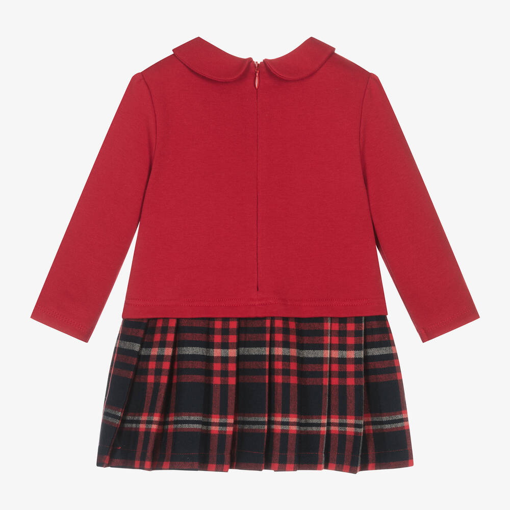 Patachou Girls Red Teddy Motif Dress FRom The Back