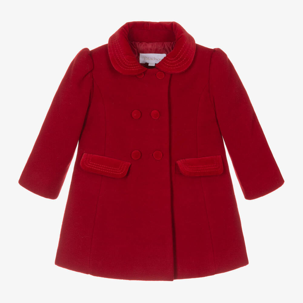 Patachou Red Traditional Christmas Coat For Girls 