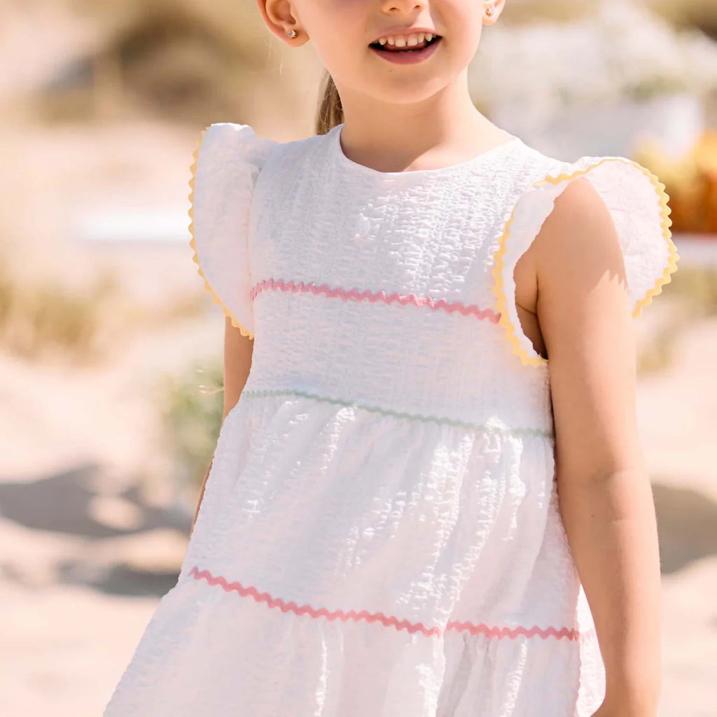 Patachou Girls White Sleeveless Ruffle Dress