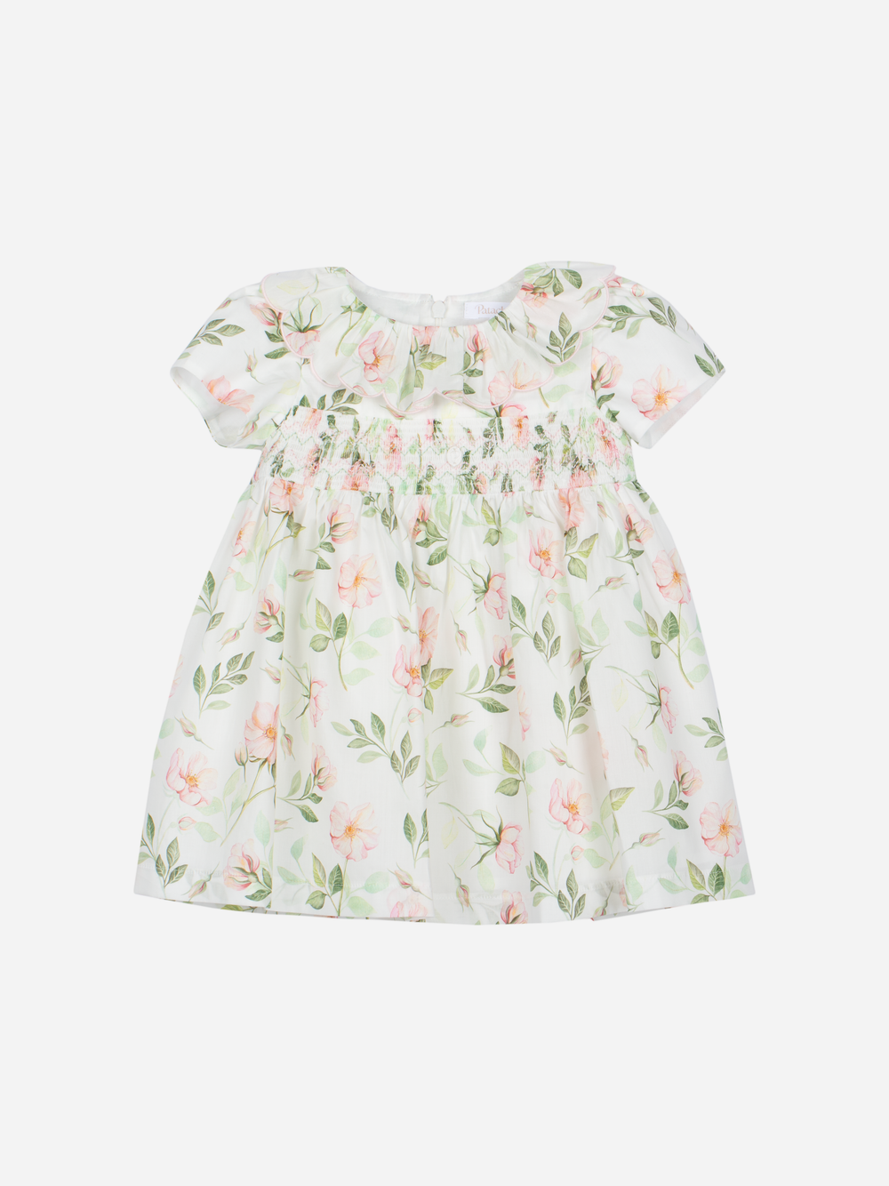 Patachou girls white floral cotton dress front view