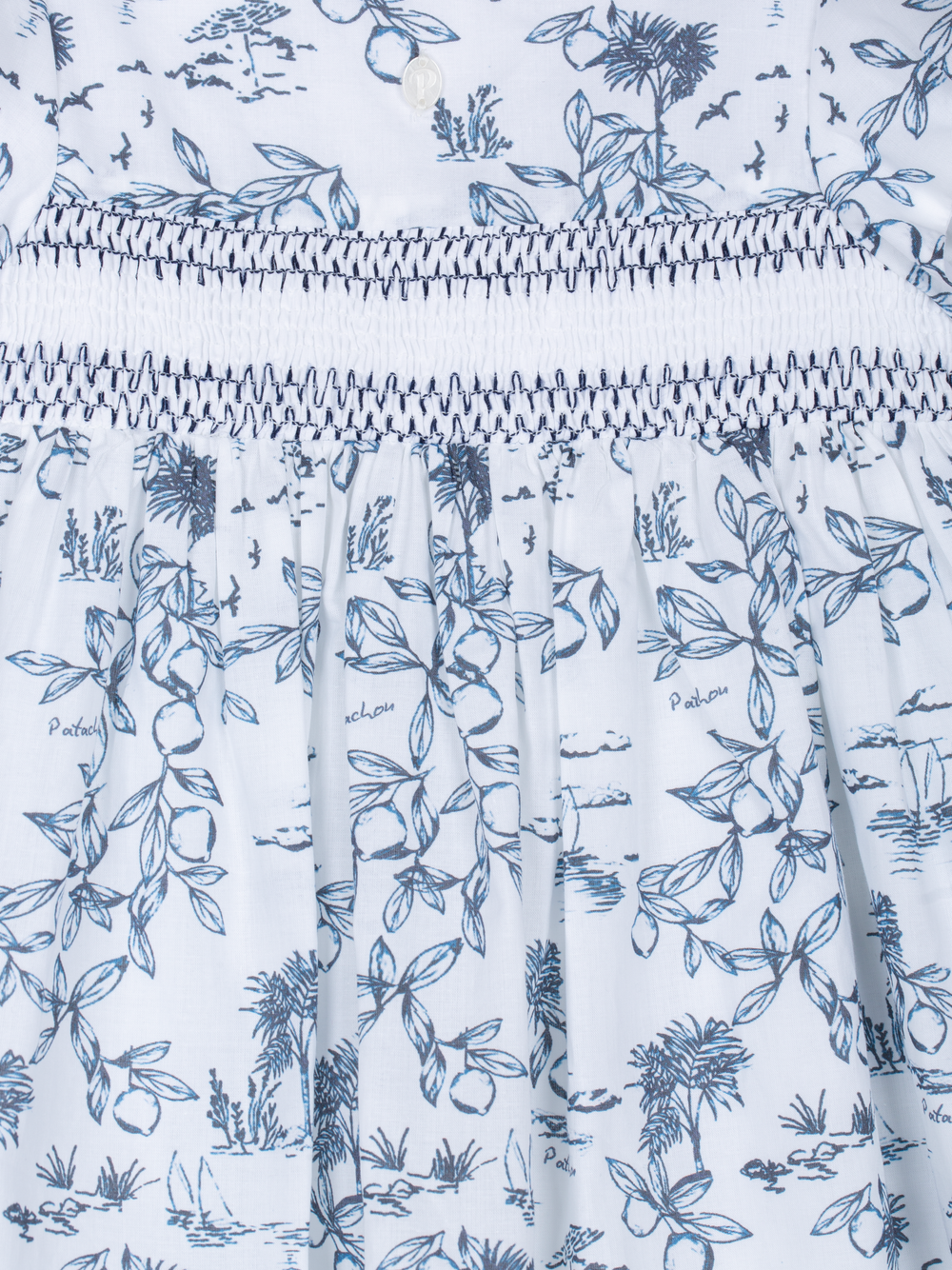 Patachou girls navy floral poplin dress smocked bodice detail