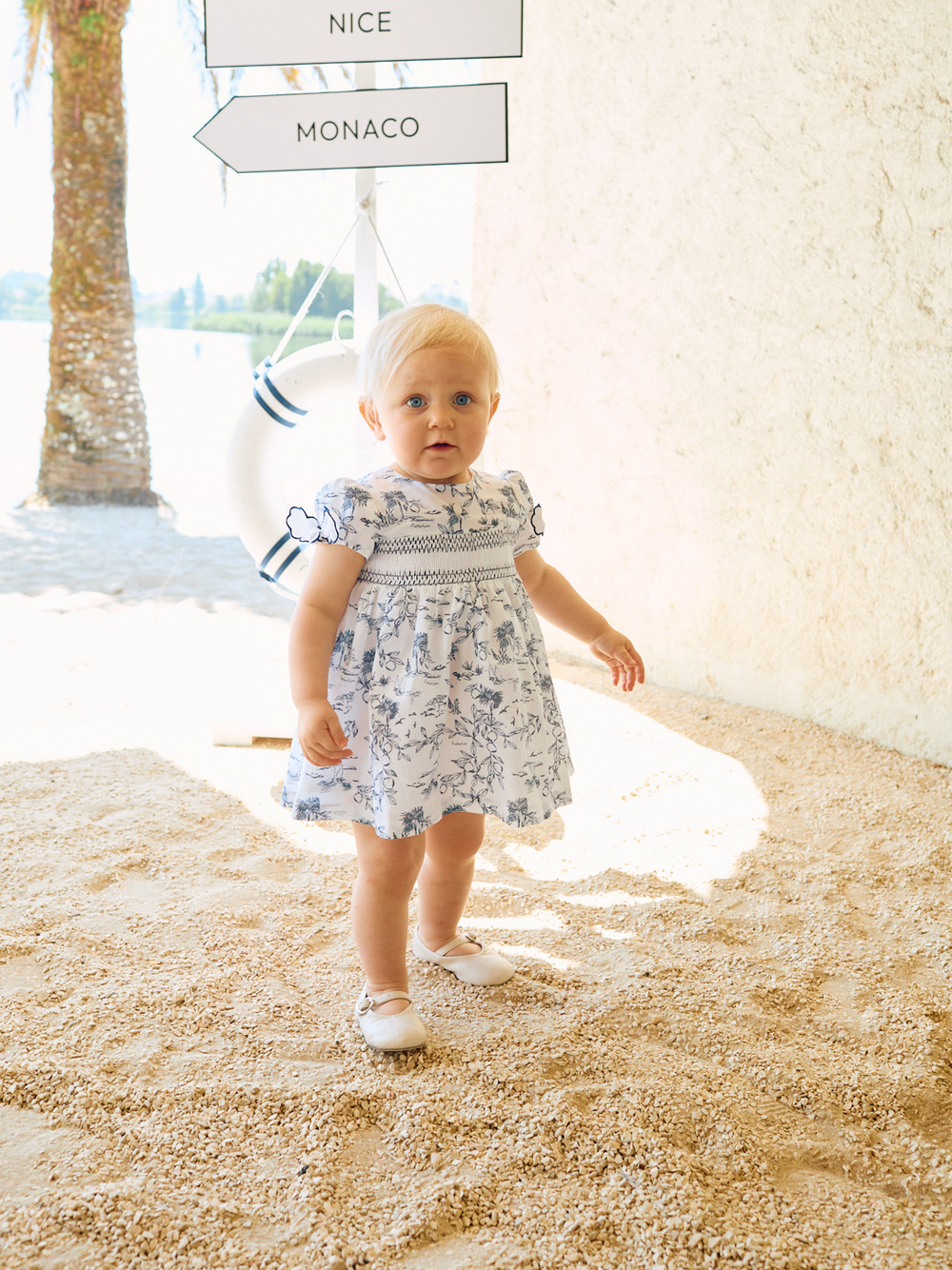 Patachou girls navy floral dress worn outdoor Occasion 