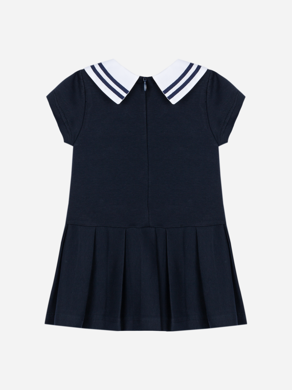 Patachou girls navy dress back view with pleated skirt