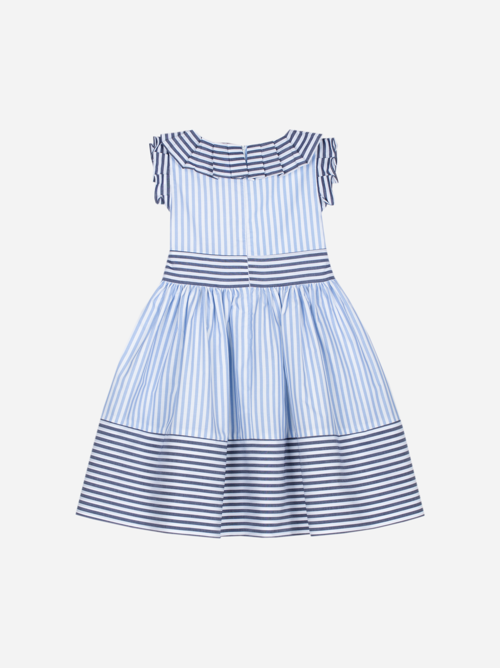 Patachou girls blue and navy striped dress back view