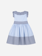 Patachou girls blue and navy striped dress back view
