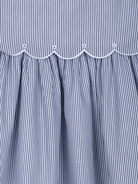 Patachou girls blue striped dress scalloped bodice detail embroidery cotton