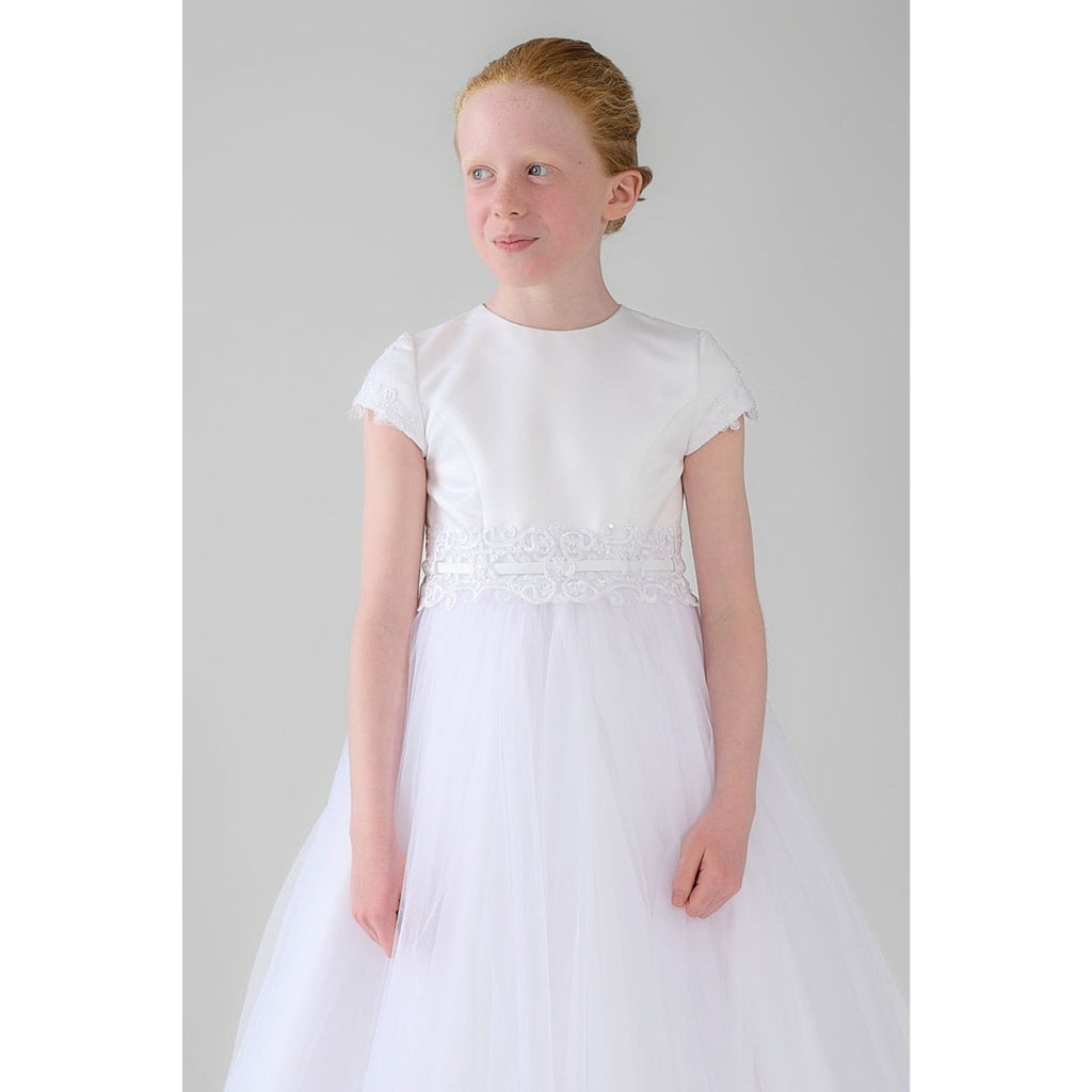 Poinsettia  "Nainsi" White Communion Dress For Girls 