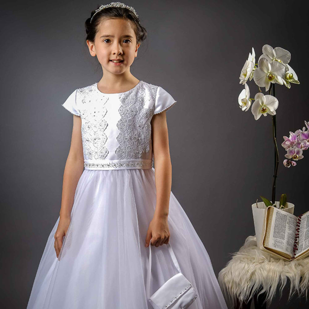 Poinsettia “Lola” White Communion Dress