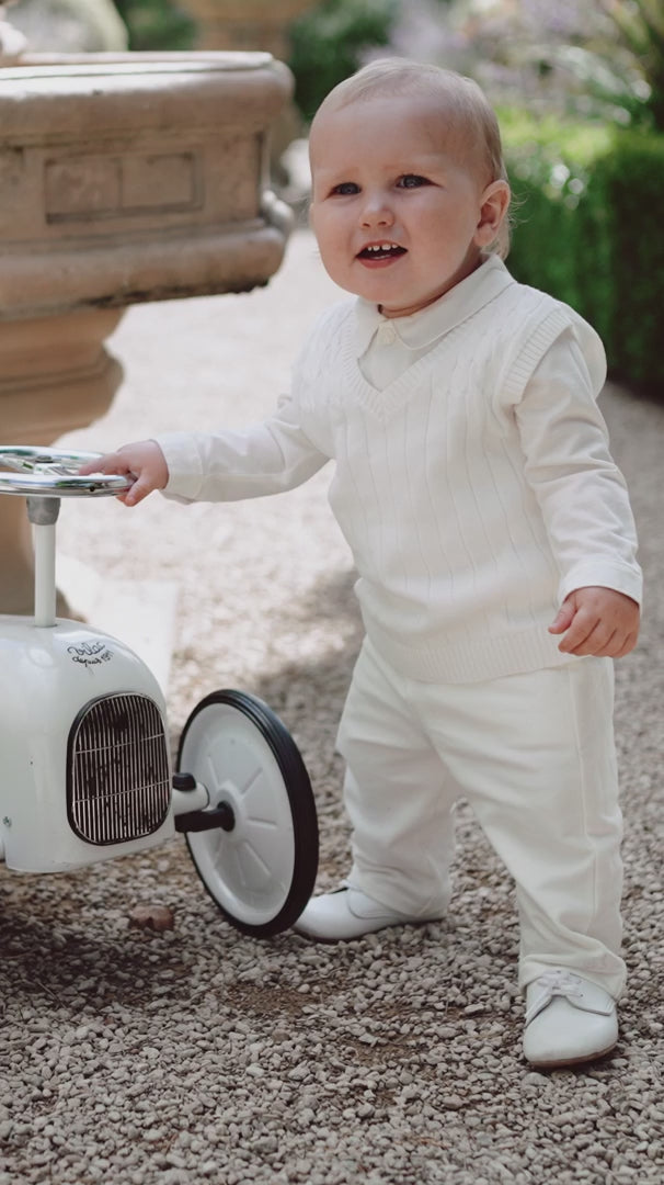 Emile et Rose George ivory three piece christening outfit set for baby boys