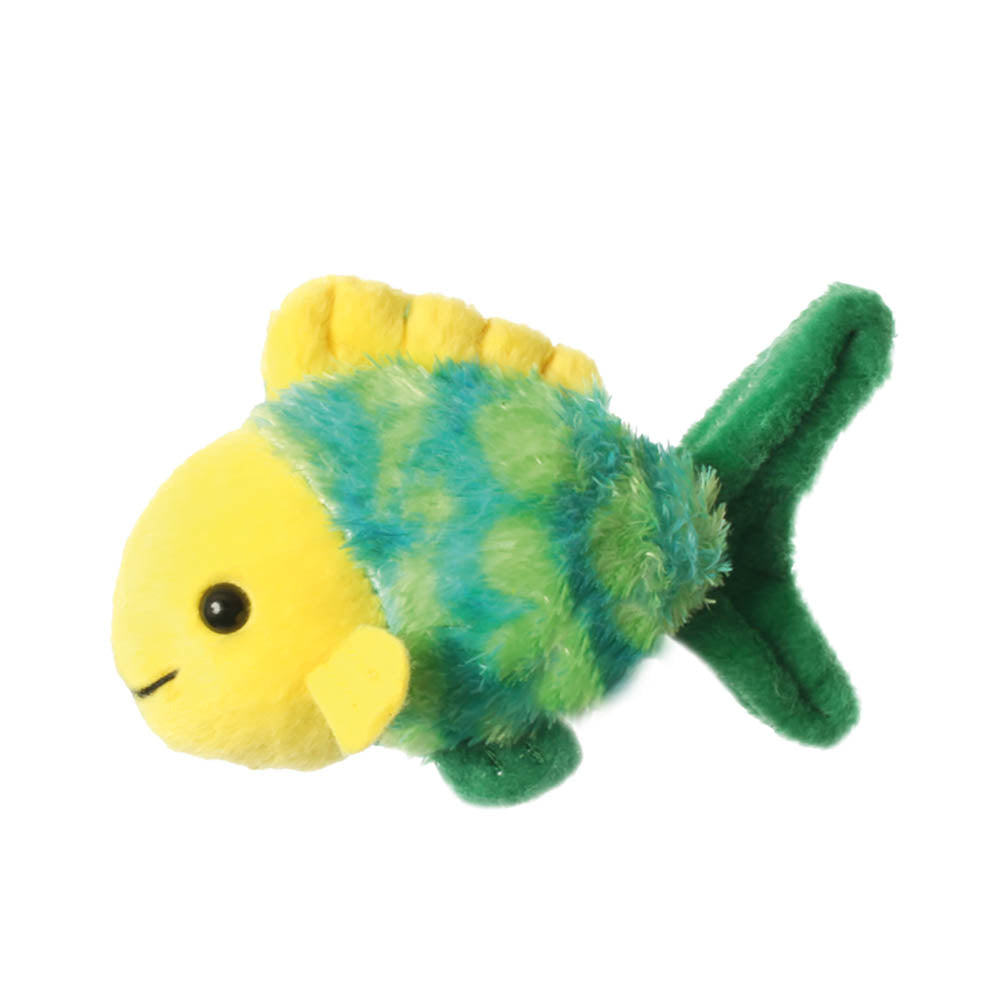 The Puppet Company Fish Finger Puppet in yellow, green and turquoise soft fabric