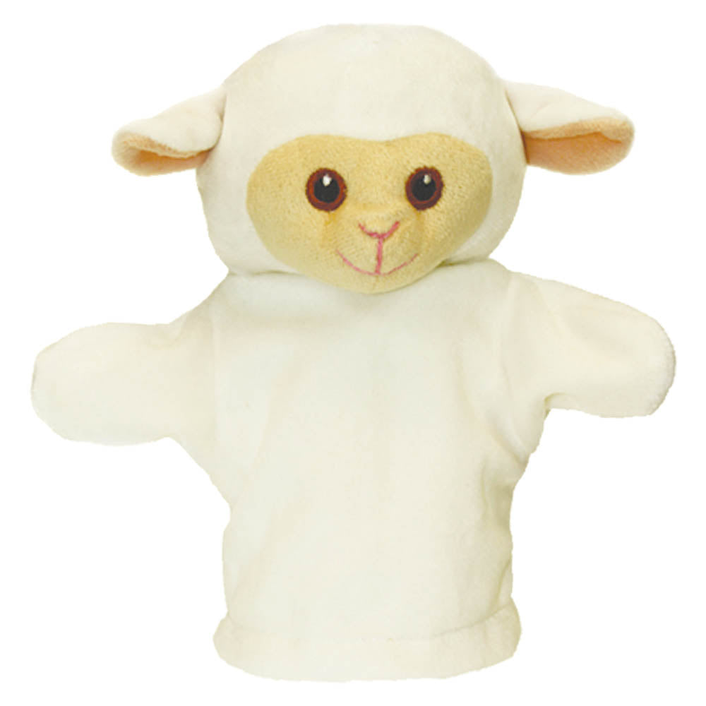 The Puppet Company My First Lamb hand puppet in soft cream plush with an embroidered face