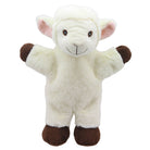 The Puppet Company Eco Walking Lamb Puppet front view with cream woolly coat and brown hooves