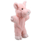 The Puppet Company Eco Walking Pig Puppet front view in soft pink recycled fabric