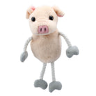 The Puppet Company pink pig finger puppet with soft snout and dangling grey trotters