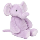 Lavender elephant soft toy for babies and children shown at an angle