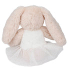 Rear view of the ballerina bunny soft kids toy showing its white tutu
