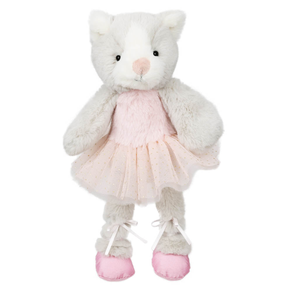 The Puppet Company ballerina cat soft toy standing in ballet slippers