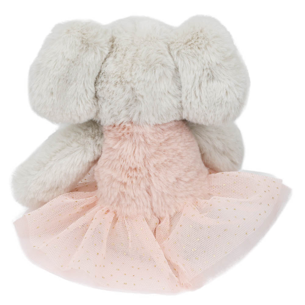 Back view of Wilberry Plush Ballet Dancer Elephant soft toy with pink ballet dress