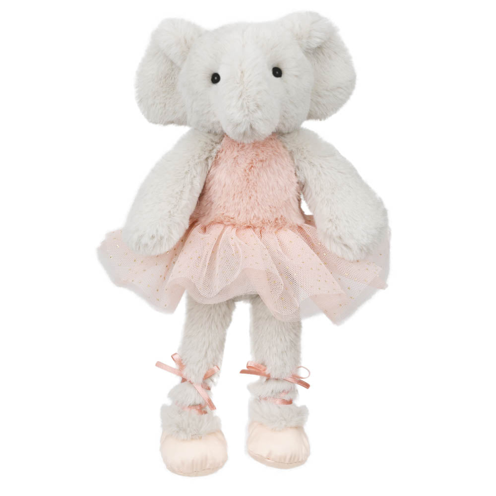 Standing Wilberry Ballet Dancer Elephant soft toy in blush pink tutu and ballet slippers
