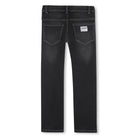 Timberland boys black washed denim jeans back view with pockets and logo patch