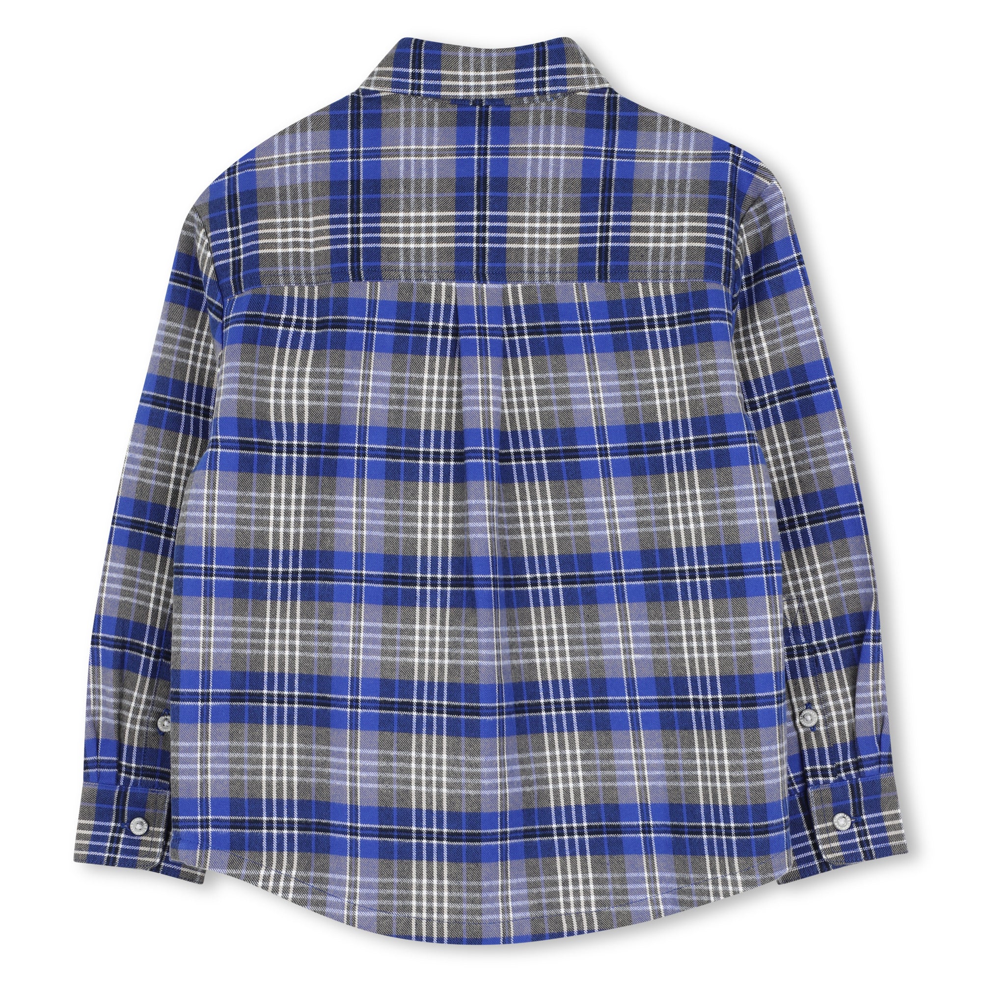 Timberland boys blue plaid cotton shirt back view