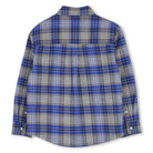 Timberland boys blue plaid cotton shirt back view