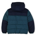 Timberland boys two-tone blue winter puffer jacket back view