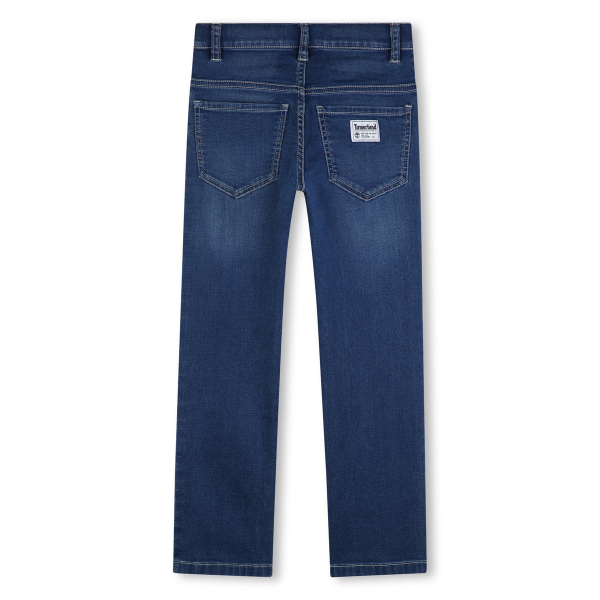Timberland boys blue denim jeans back view with pockets and branded label