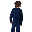 Close-up of Timberland boys navy blue crew neck knitted jumper