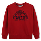 Timberland boys red logo print crew neck sweatshirt front view
